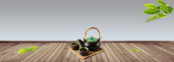5月水槽节5月春茶节扁平灰色茶壶banner高清图片