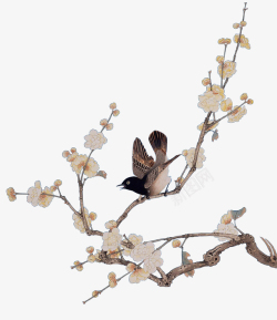 中式角花地产中式树鸟花高清图片