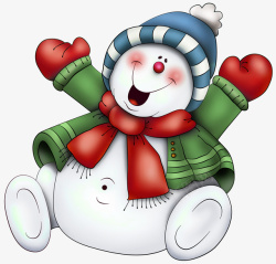 高兴的雪人卡通笑咪咪的雪人高清图片