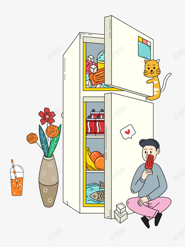 冰柜冰箱卡通元素png免抠素材_新图网 https://ixintu.com 冰柜 冰棍 冰激凌 冰饮 卡通 可爱 手绘