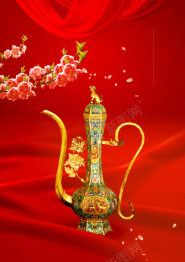 中国风尊贵酒樽背景素材背景