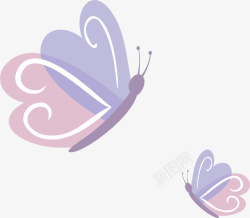 手绘紫色蝴蝶矢量图素材