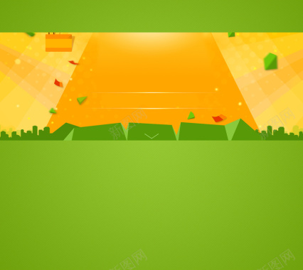 橙色绿色清新背景素材背景