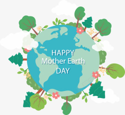 地球母亲长满花草的地球日海报矢量图高清图片
