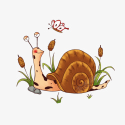 欧美风蜗牛插画可爱的小蜗牛高清图片