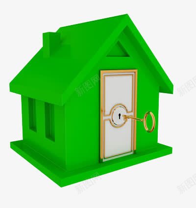 绿色小屋子模型png免抠素材_新图网 https://ixintu.com 卡通 屋子 模型 绿色