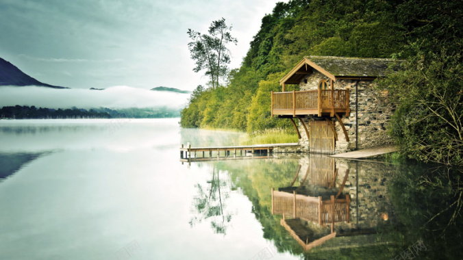 湖泊人家背景