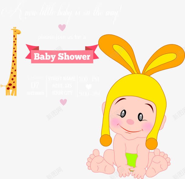 戴帽子耳朵的婴儿png免抠素材_新图网 https://ixintu.com 卡通婴儿 戴帽子婴儿 爱心 长颈鹿