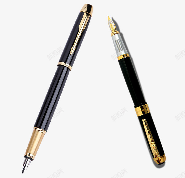 教师节两个钢笔金色和黑色png免抠素材_新图网 https://ixintu.com 教师节 钢笔 老师的钢笔 英雄钢笔