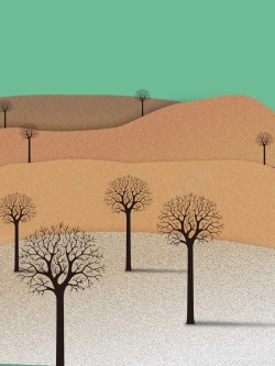 沙漠化卡通手绘减少乱砍乱伐保护森林公益海报高清图片