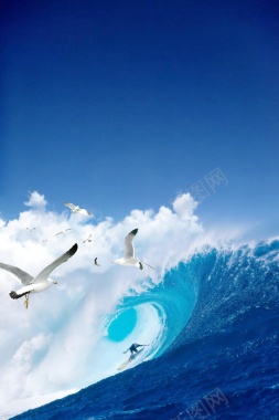 海上冲浪运动娱乐海报背景