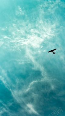 大气蓝色天空背景飞机背景H5背景背景