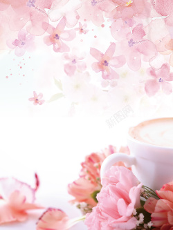 温馨咖啡温馨鲜花咖啡教师节海报背景psd高清图片