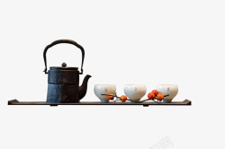 新中式中式茶壶茶杯元素高清图片