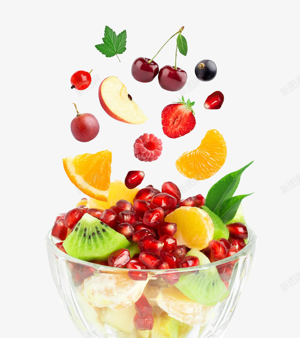 多种新鲜水果png免抠素材_新图网 https://ixintu.com 多种水果 新鲜水果 水果块 玻璃碗水果 真实水果