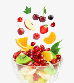 玻璃碗水果多种新鲜水果高清图片