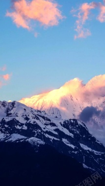 白色雪山风景摄影H5背景背景