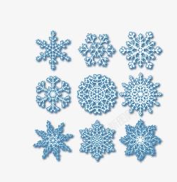 浅蓝色各式小雪花装饰素材