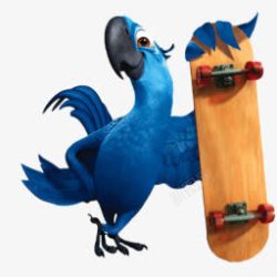 蓝鹦鹉拿滑板的蓝鹦鹉海报背景高清图片