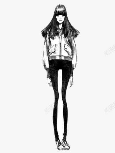 女孩的瘦长腿png免抠素材_新图网 https://ixintu.com 人物 苗条 长发 黑色