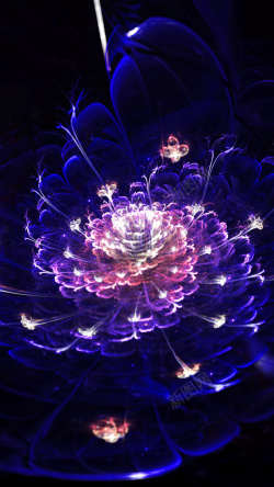 璀璨闪耀背景蓝色水晶花朵手机端H5背景高清图片
