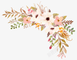手绘水彩花环花卉2素材