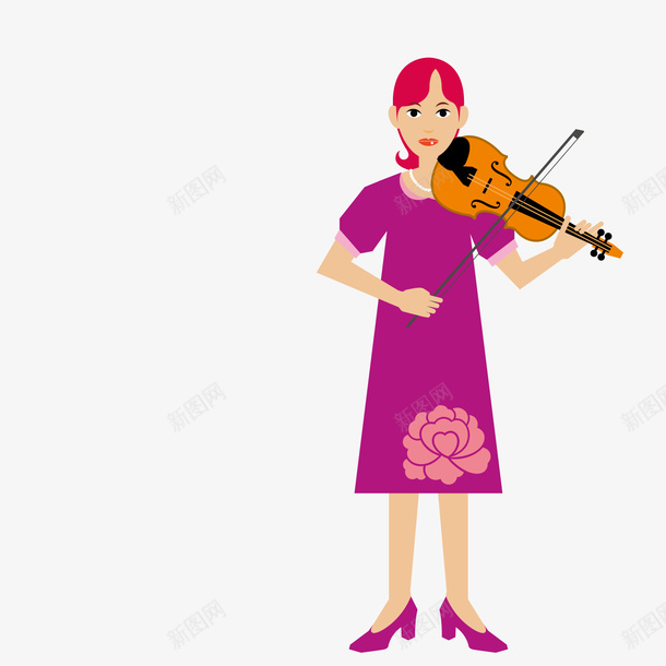 拉小提琴的美女矢量图ai免抠素材_新图网 https://ixintu.com 小提琴 美女 音乐 矢量图