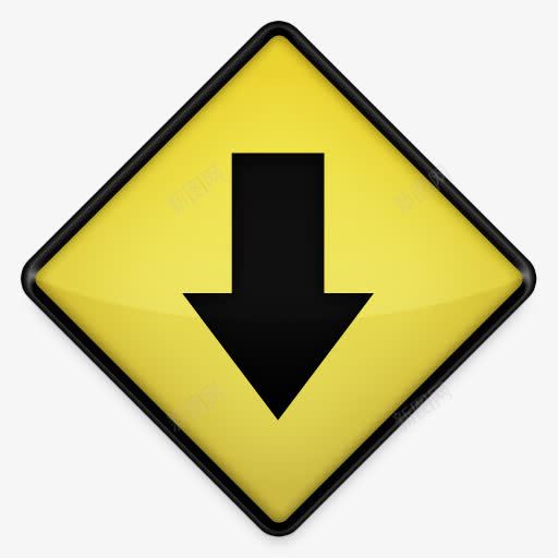 箭头下来黄色道路标志图标png_新图网 https://ixintu.com arrow down 下来 箭头