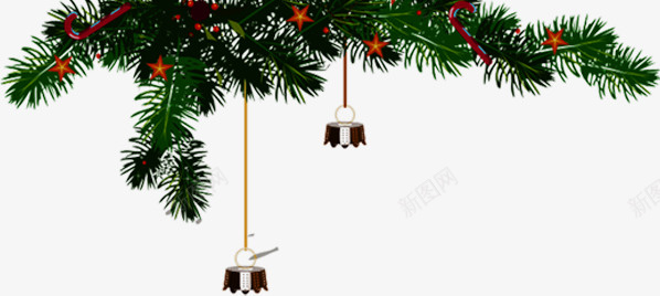 圣诞松针树png免抠素材_新图网 https://ixintu.com 圣诞 松针 绿色 背景 装饰