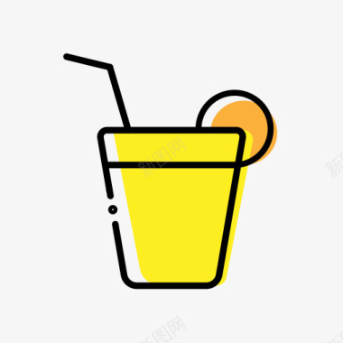 黄色果汁吸管卡通图标图标