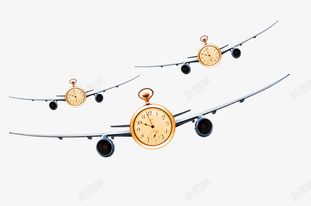 飞机时间psd免抠素材_新图网 https://ixintu.com 商务 彩色 时间 海报 装饰 钟表 飞机