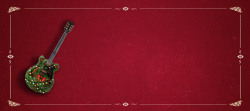 几何吉他圣诞节吉他派对几何红色banner高清图片
