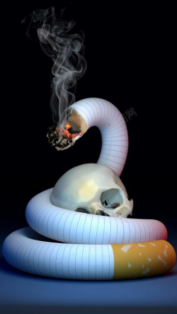 蛇形香烟和骷髅图案H5背景元素高清图片