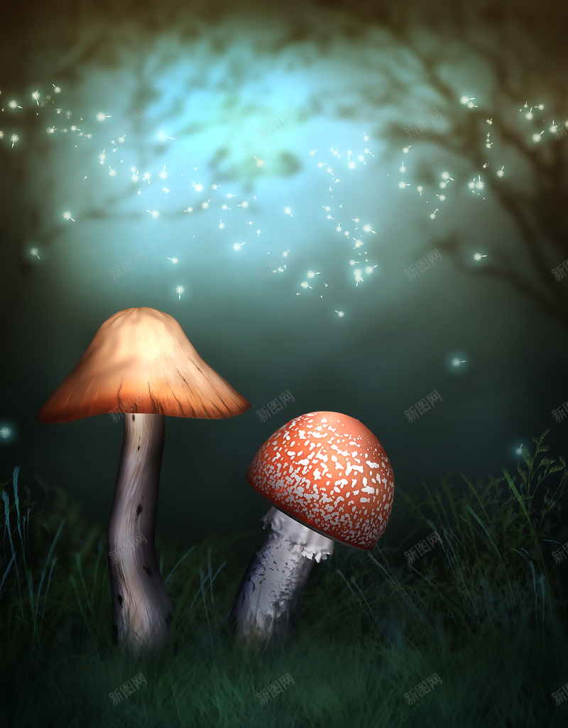 浪漫蘑菇背景jpg设计背景_新图网 https://ixintu.com 浪漫 背景 蓝色 蘑菇 质感 纹理
