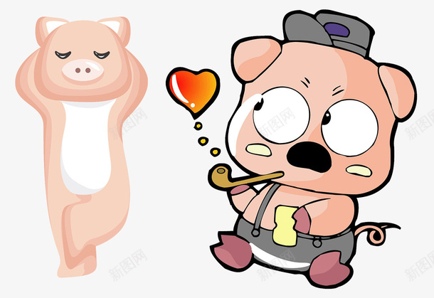 卡通猪猪psd免抠素材_新图网 https://ixintu.com 儿童 卡通 卡通猪 少儿 手绘 拟人猪 插画 猪八戒