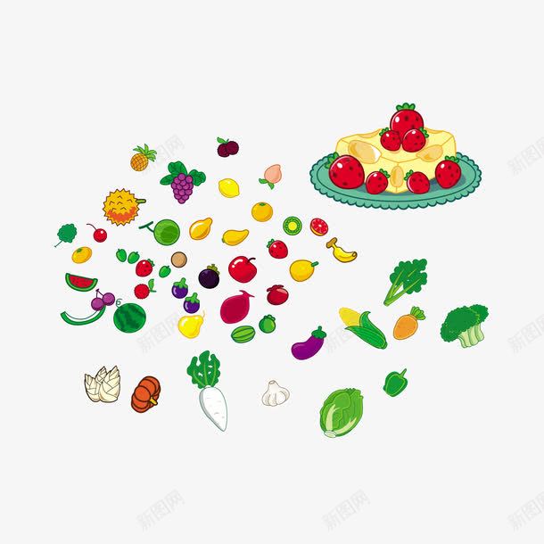 蔬菜和水果蛋糕png免抠素材_新图网 https://ixintu.com 水果蔬菜 水果蛋糕 矢量水果 素材