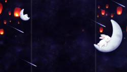 星空灯笼背景蓝色星空背景高清图片
