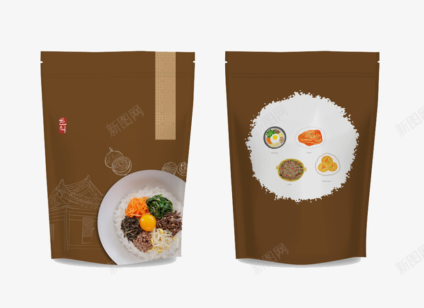 质感棕色食品包装袋png免抠素材_新图网 https://ixintu.com 创意包装袋 包装袋 反面 棕色 正面 设计感 质感包装 零食包装袋