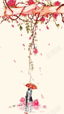 浪漫花卉婚礼请柬海报背景模板背景