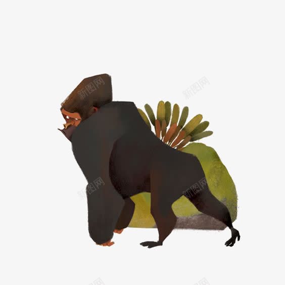 卡通猩猩png免抠素材_新图网 https://ixintu.com 动物 手绘猩猩 插画 狒狒