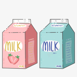 原味牛奶手绘小清新草莓牛奶原味牛奶高清图片