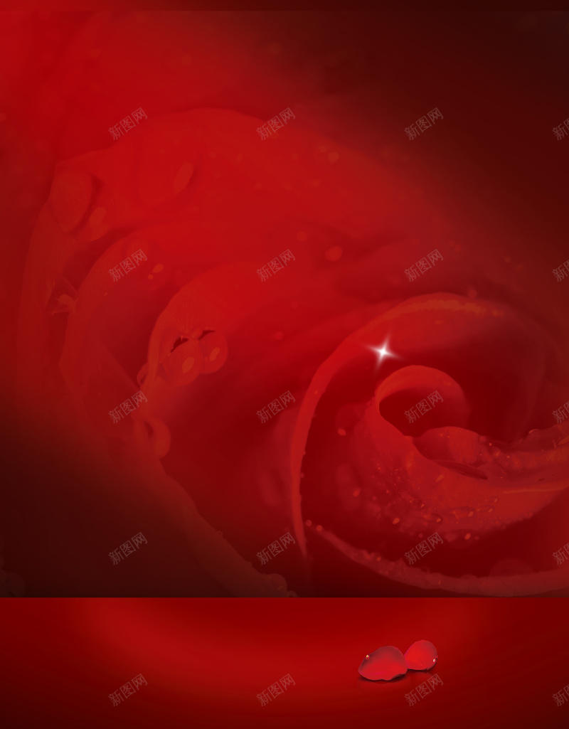 红色海报背景psd设计背景_新图网 https://ixintu.com 光点 幸福 梦幻 棕色 水滴开心 浪漫 玫瑰花 红色 花瓣