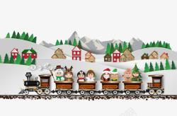 创意圣诞列车剪贴贺卡素材