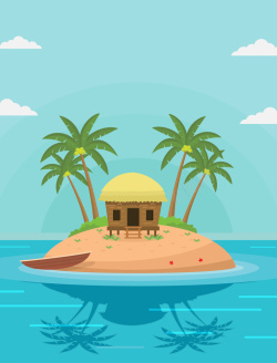暑假卡通手绘夏季暑假旅游夏威夷群岛背景矢量图高清图片