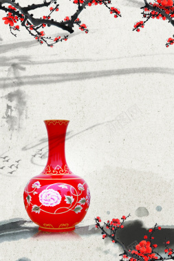 中国风中国红瓷器工艺品背景