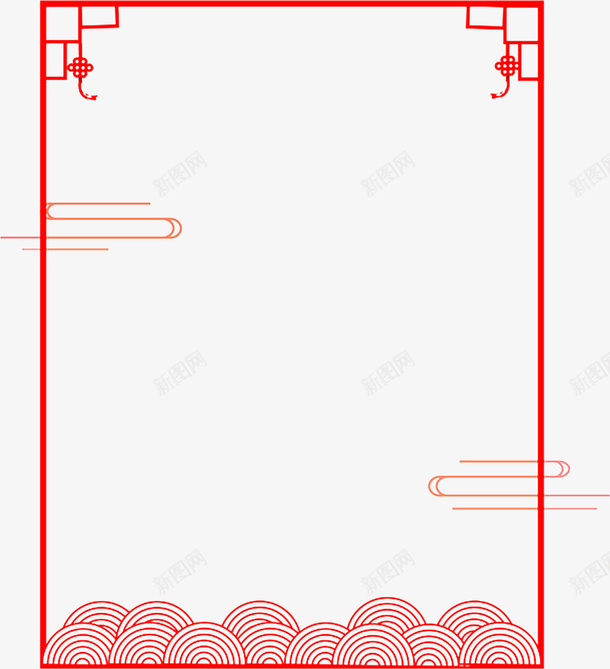 红色中国结边框psd免抠素材_新图网 https://ixintu.com 中国结 红色 边框