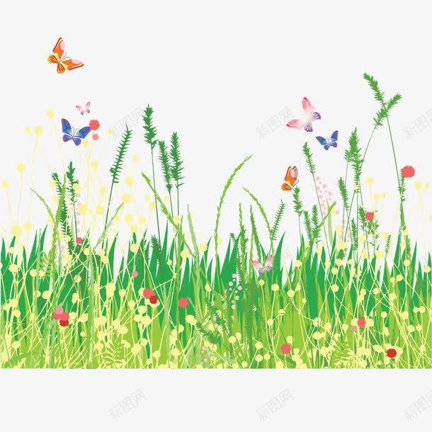 绿植和漂亮的蝴蝶png免抠素材_新图网 https://ixintu.com 春天 植物 绿色 装饰图 郊游