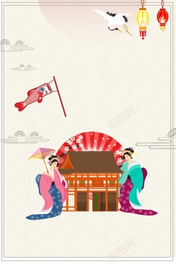 中国建筑海报名古屋名胜古迹设计背景高清图片
