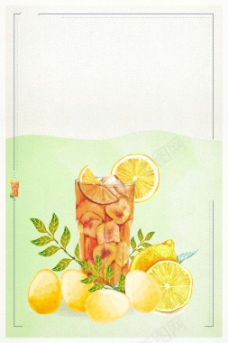 小清新夏季冰饮柠檬水海报背景素材背景