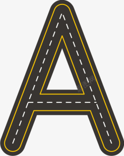 木质字母A创意公路字母A高清图片